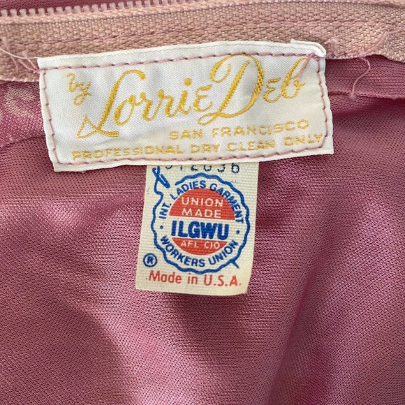 Vintage 1970's Lorrie Deb Union Label Pink Long Floral Zip Formal Dress - 7/8 - Picture 3 of 12